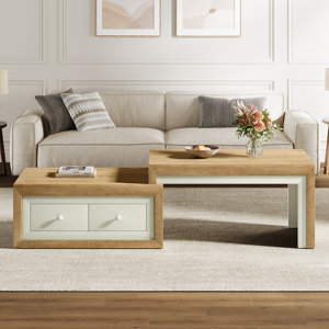 Latitude Run® Extendable Coffee Table With 2 Storage Drawers, Dual-Tone ...